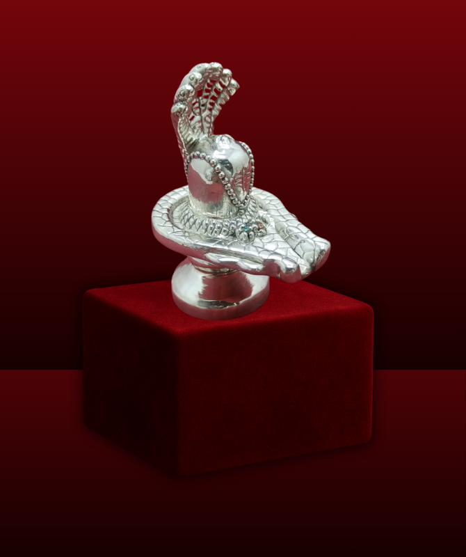 Silver Shivling with Naga Design