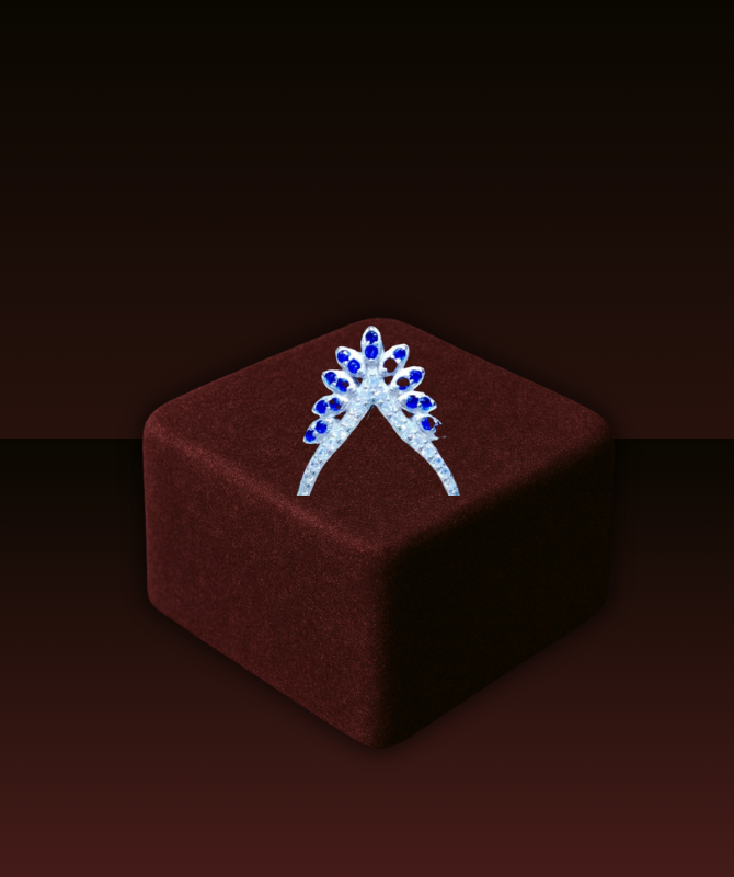 Blue Sapphire Feather Silver Ring