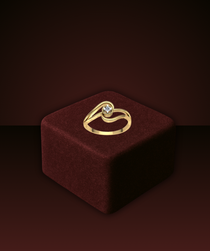Gold Heart Motif Diamond Ring