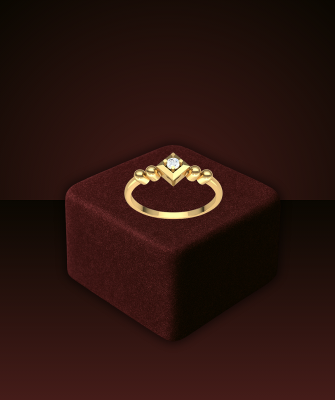 Gold Geometric Ring with Diamond